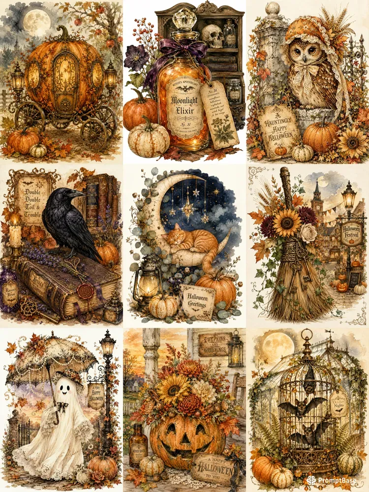 Vintage Halloween Clipart Ephemera Packs