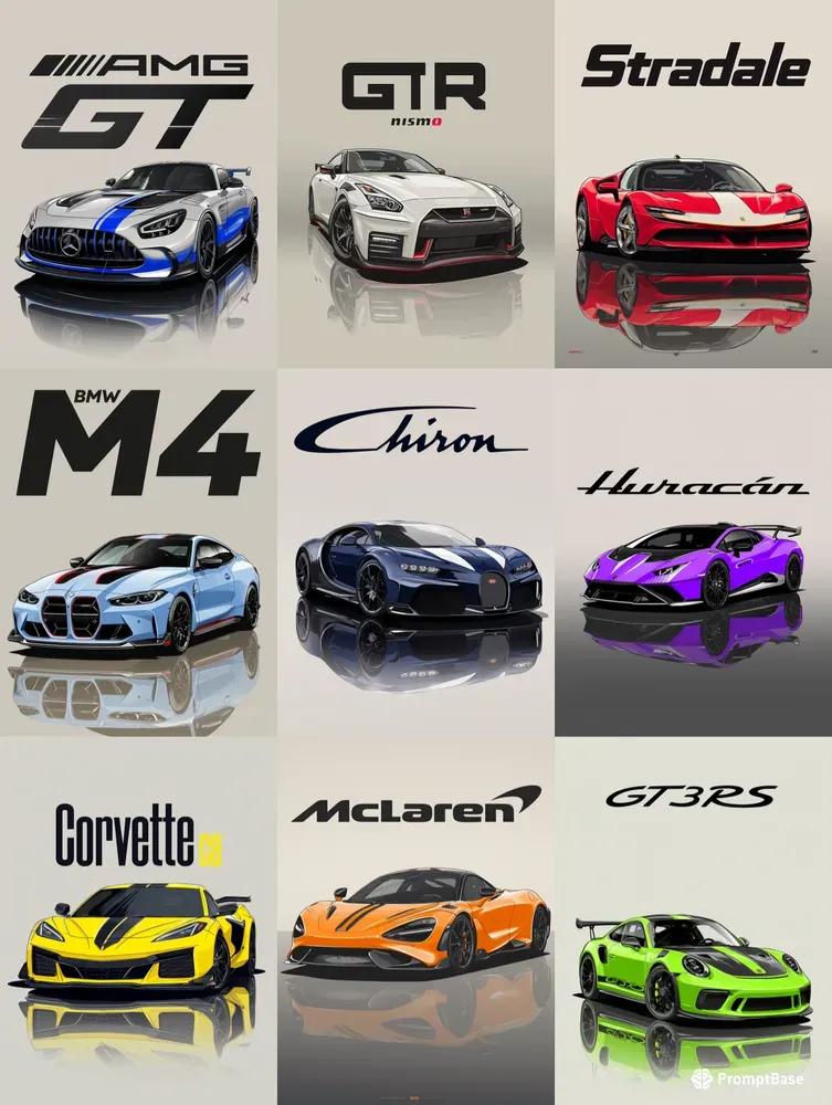 Stylized Vector Sports Car Posters