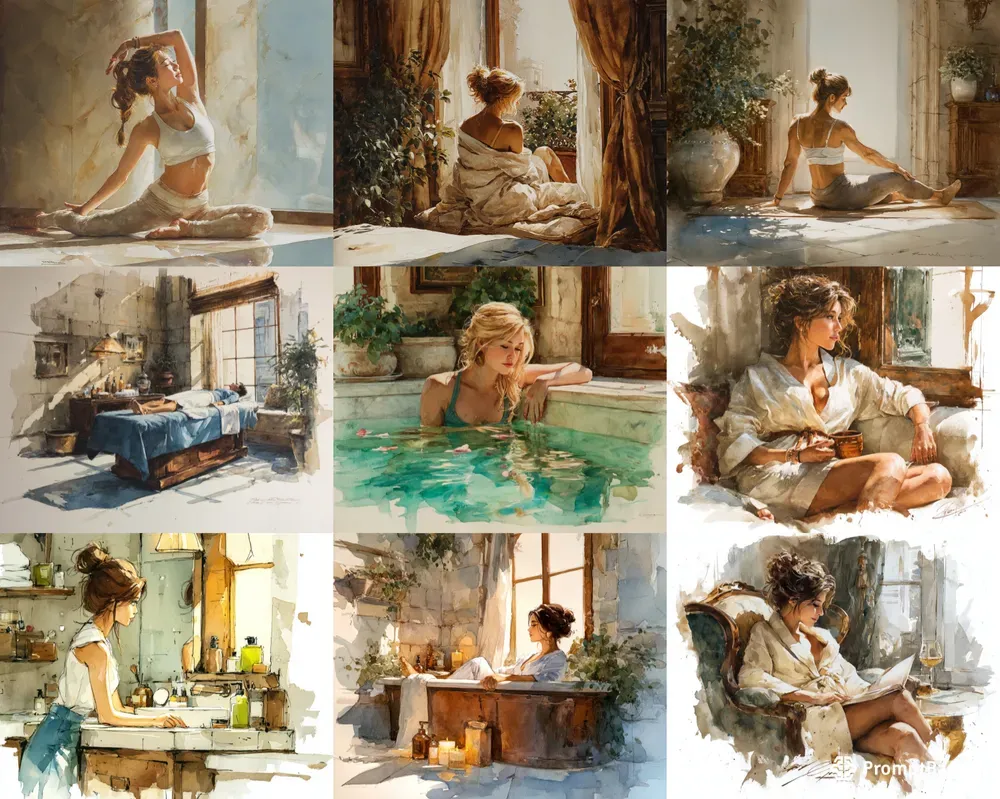 Wellness And Spa Watercolor Art