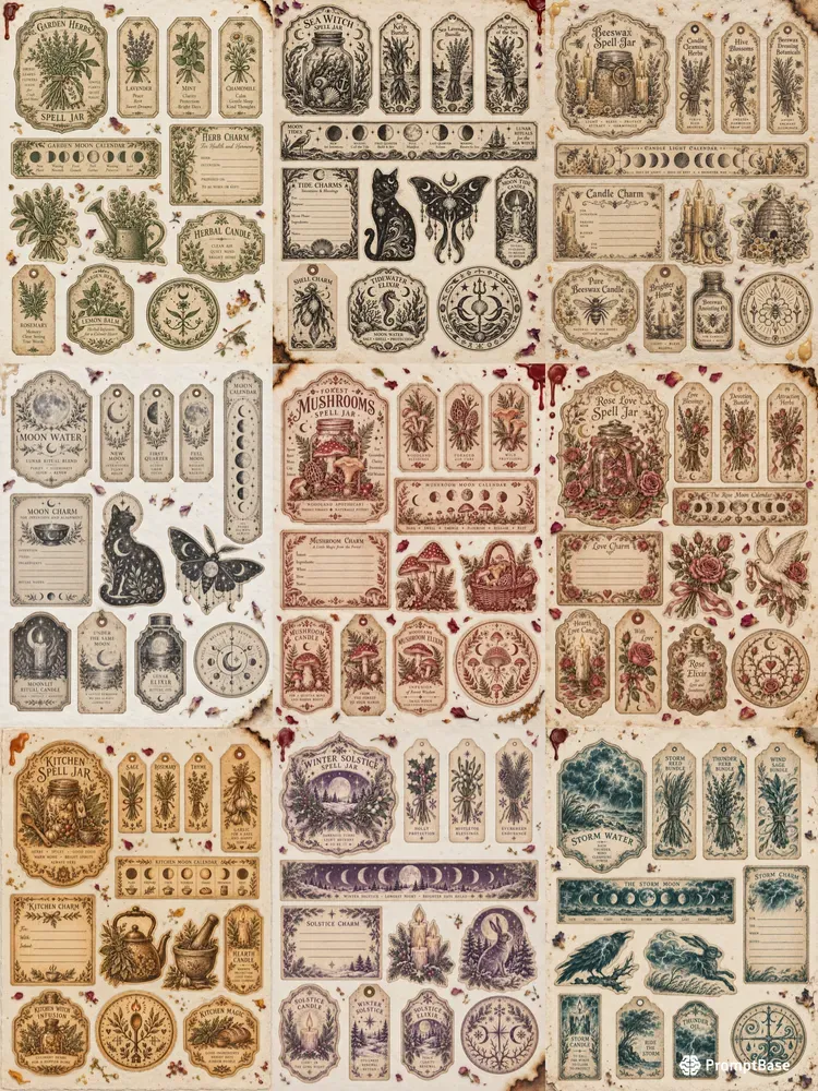 Hedge Witch Ephemera Sheets