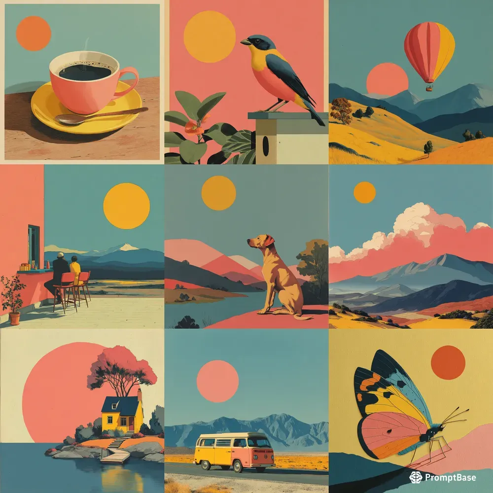 Risograph Retro Muted Print Posters