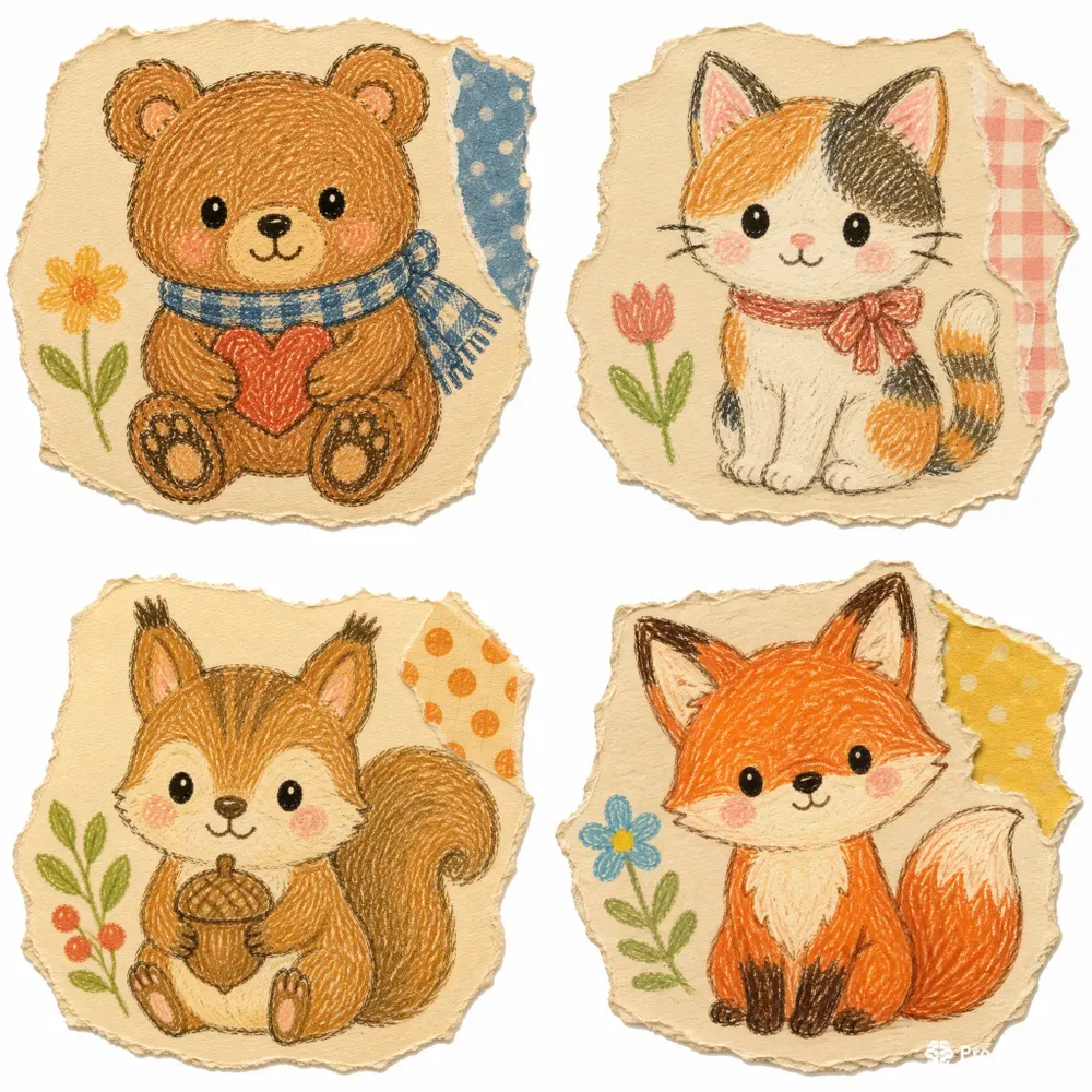 Cute Animal Crayon Ephemera Generator