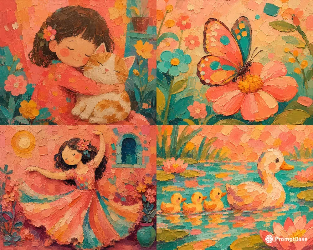 Warm Impasto Folk Art Style
