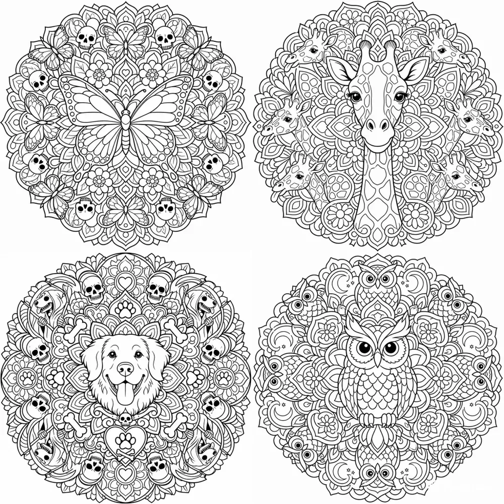 Animal Mandala Coloring Beginner Art