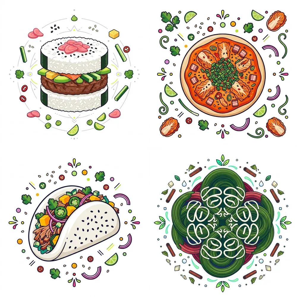 Modern Vector Fusion Street Food Icons