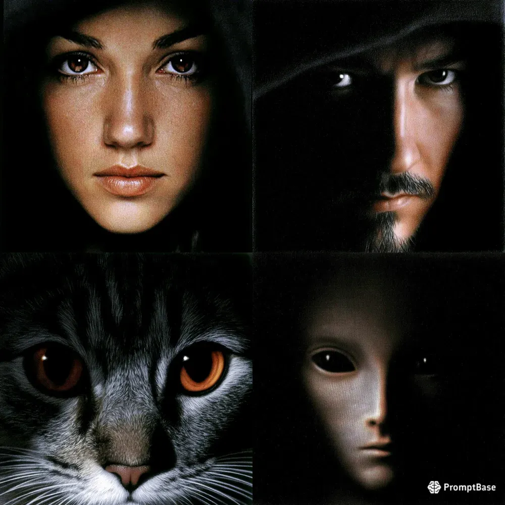 Mysterious Faces Among Shadows
