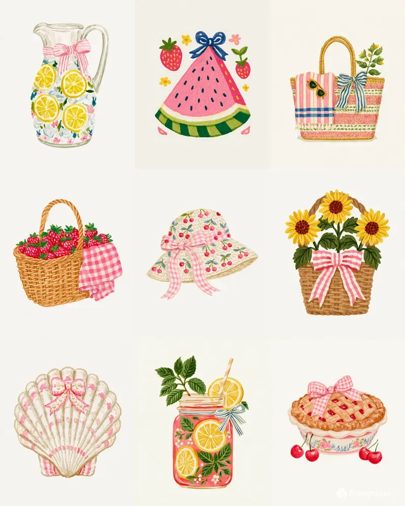 Soft Cottagecore Summer Cliparts