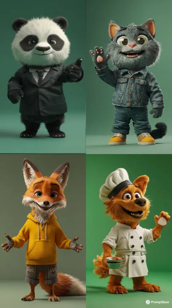 Pixar 3D Animal Presenter Green Screens