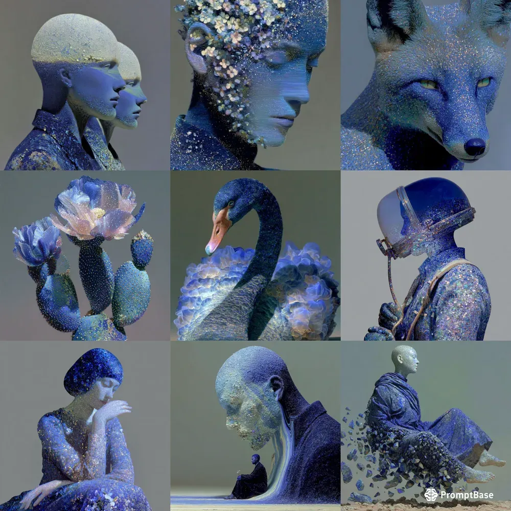 Blue Crystal Portrait Art