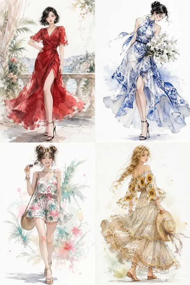 Watercolor Fashion Sketch Portraits