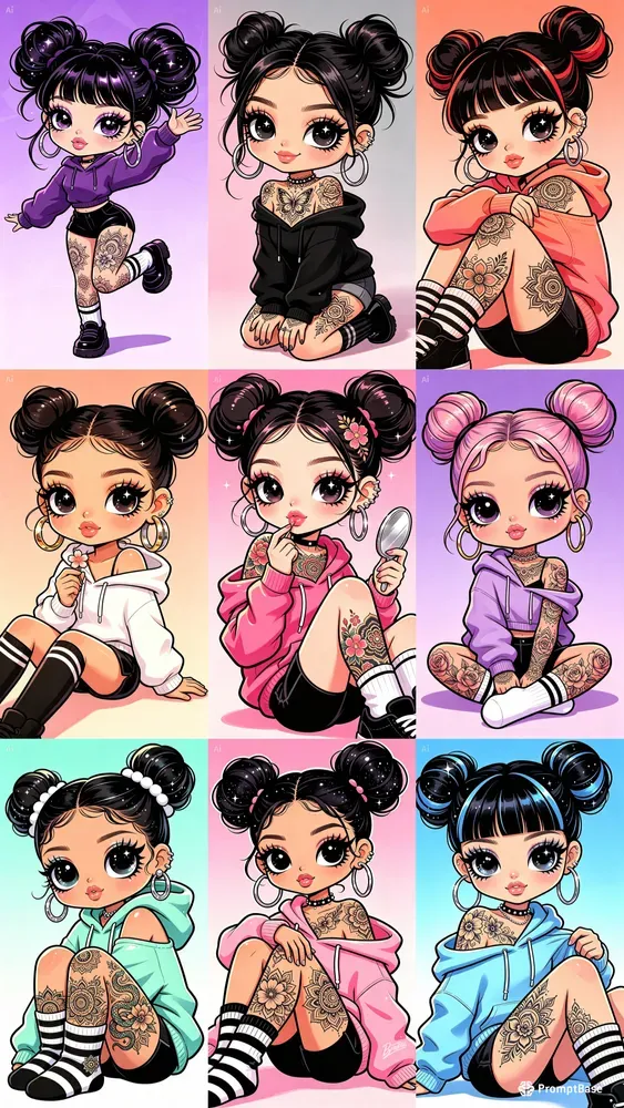 Chibi Bratz Cartoon Girls