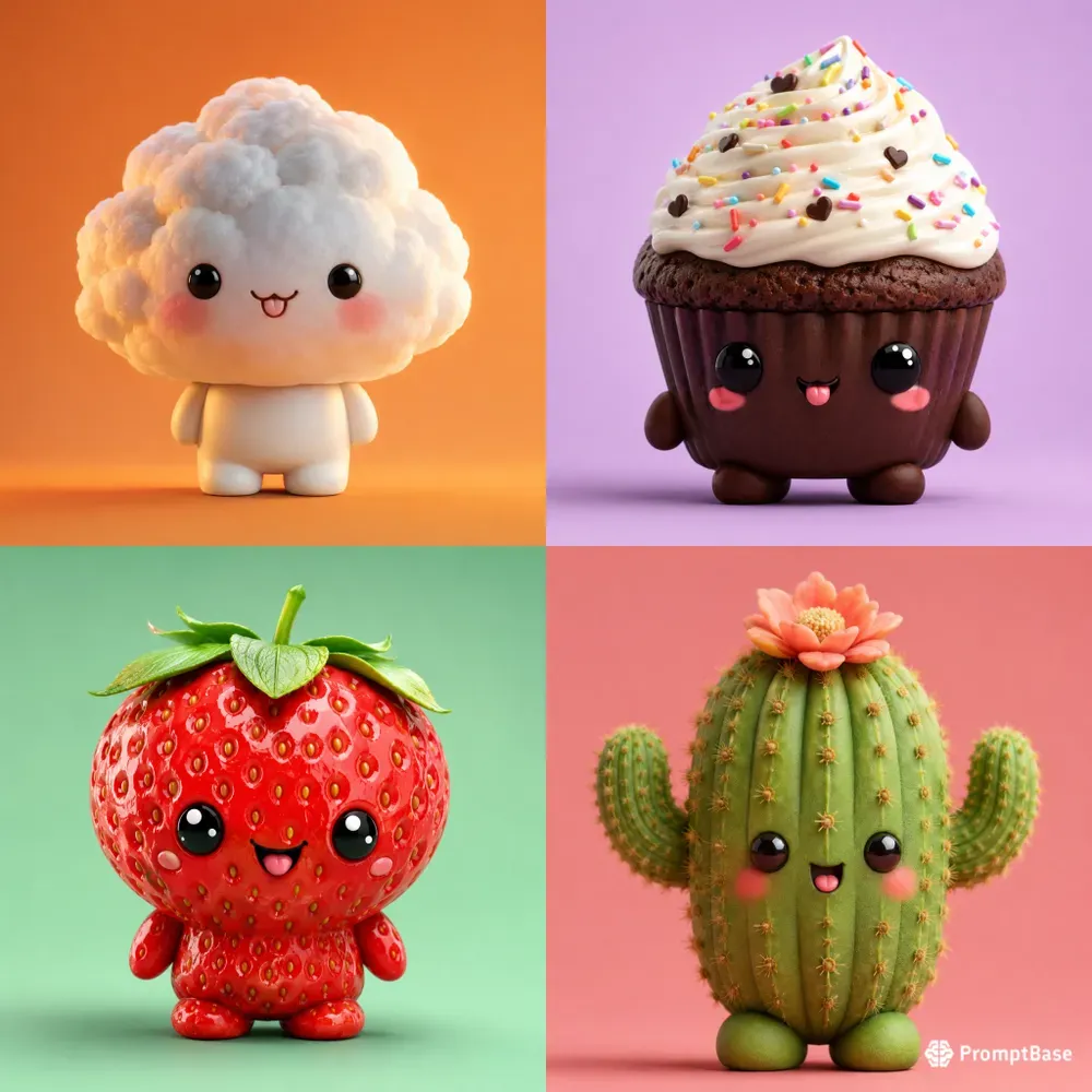 3D Kawaii Macro Toy Characters