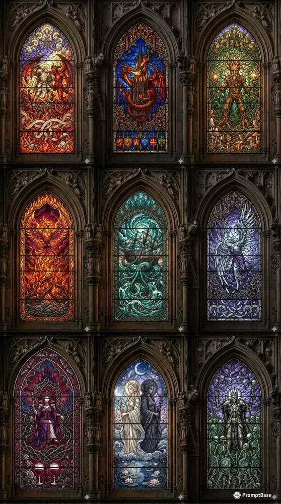 Dark Fantasy Stained Glass Panels
