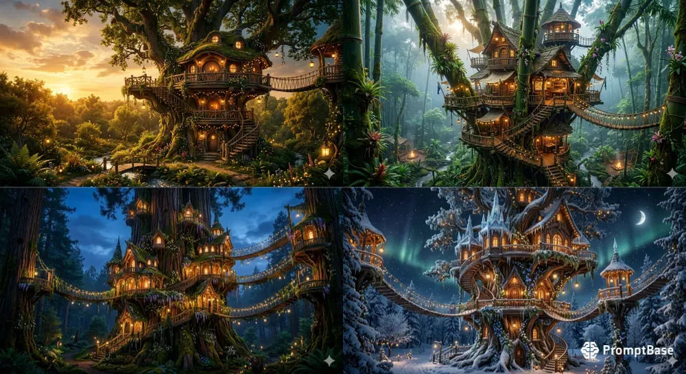 Enchanted Treehouse Architecture Art