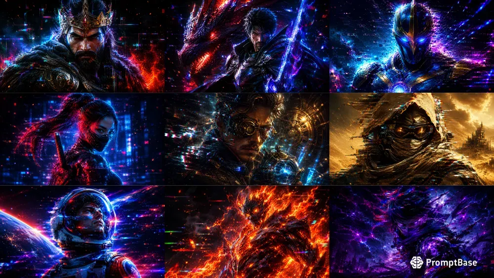 Glitched Hero Portraits Neon Legends