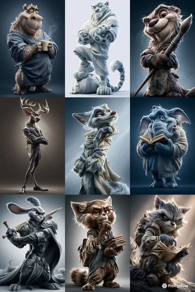 Anthropomorphic 3D Cartoon Characters