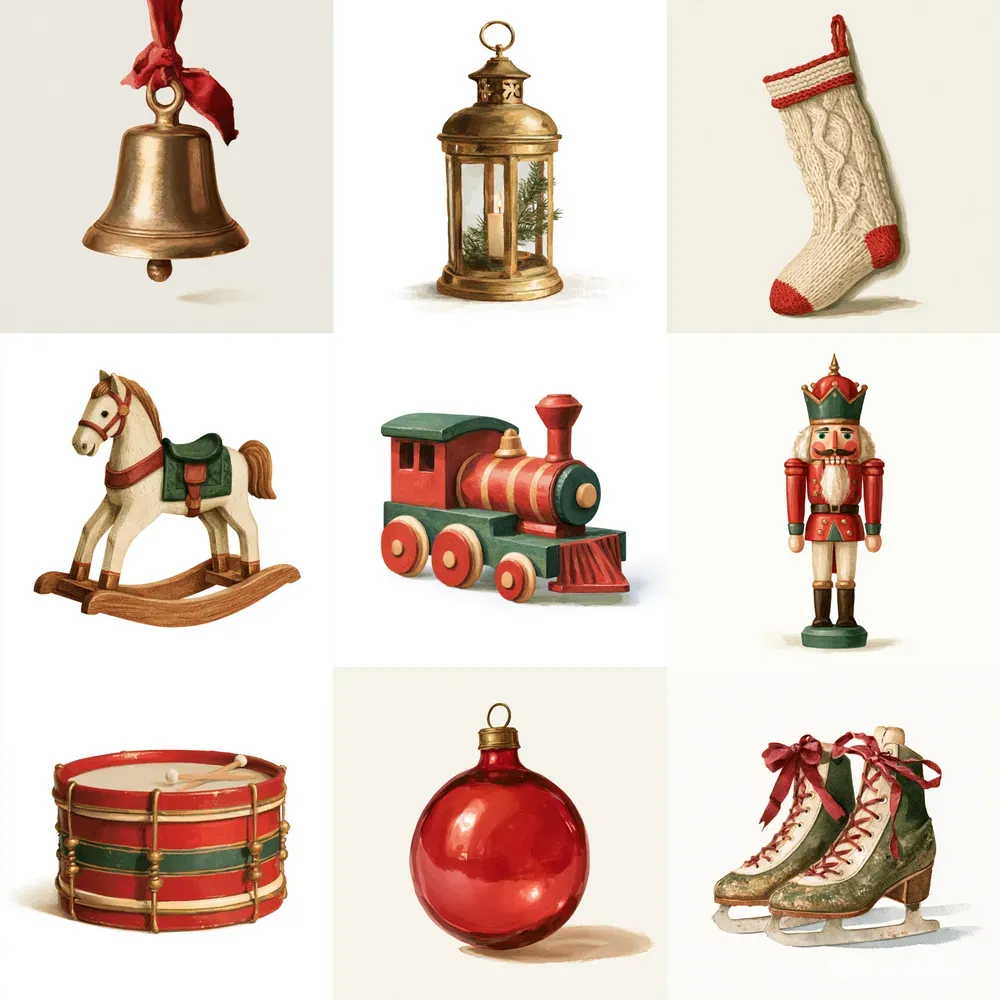 Oldfashioned Christmas Object Cliparts
