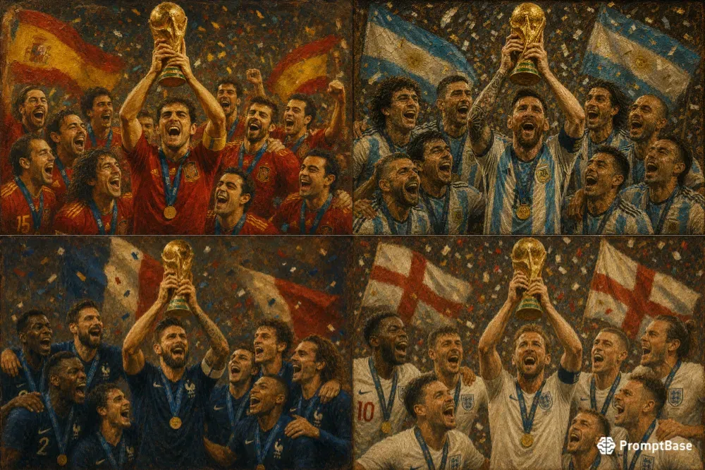 World Cup Football Champions Vintage Art
