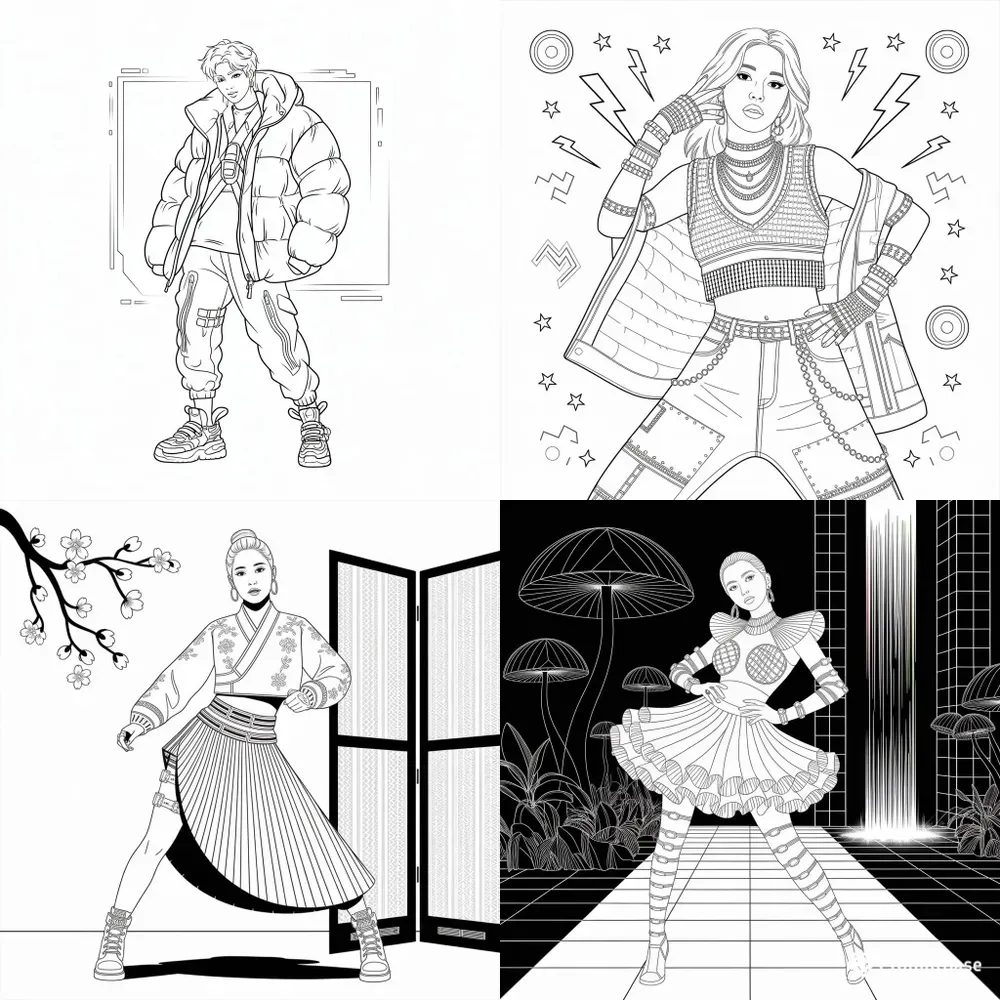 Pro Kpop Fashion Line Art Creators