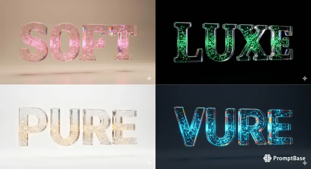 Minimalist 3D Floating Glass Text Designs