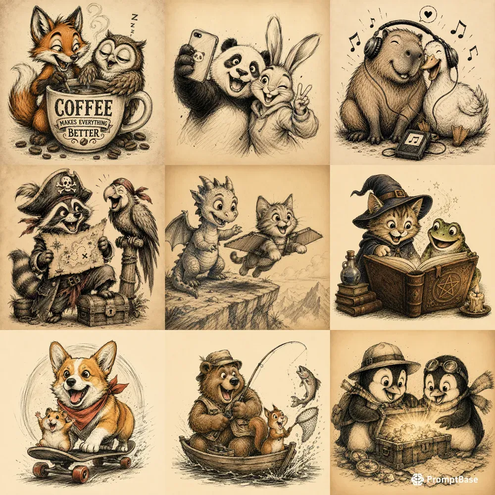 Vintage Cartoon Sketch Tshirts