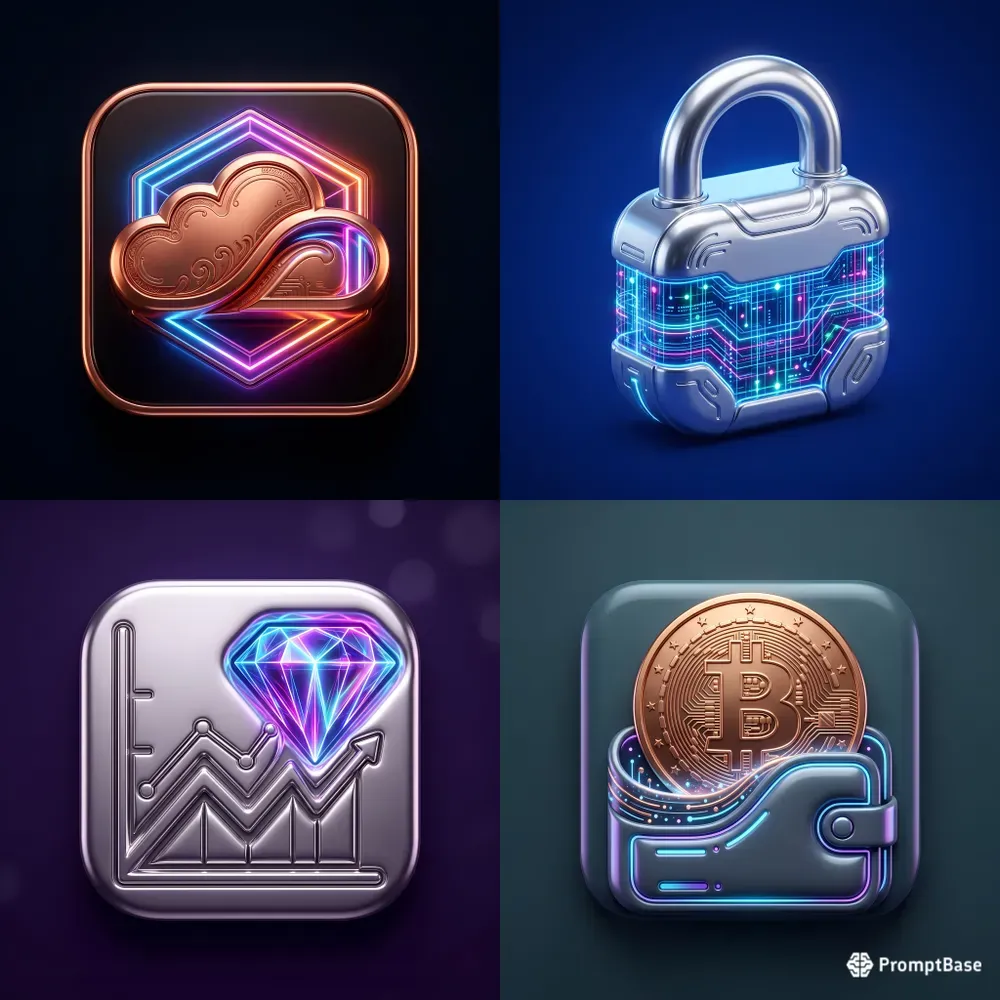 Glossy 3D Futuristic Finance App Icons
