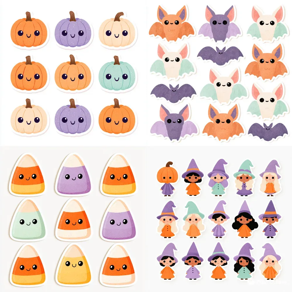 Halloween Kids Clipart Sticker Sets