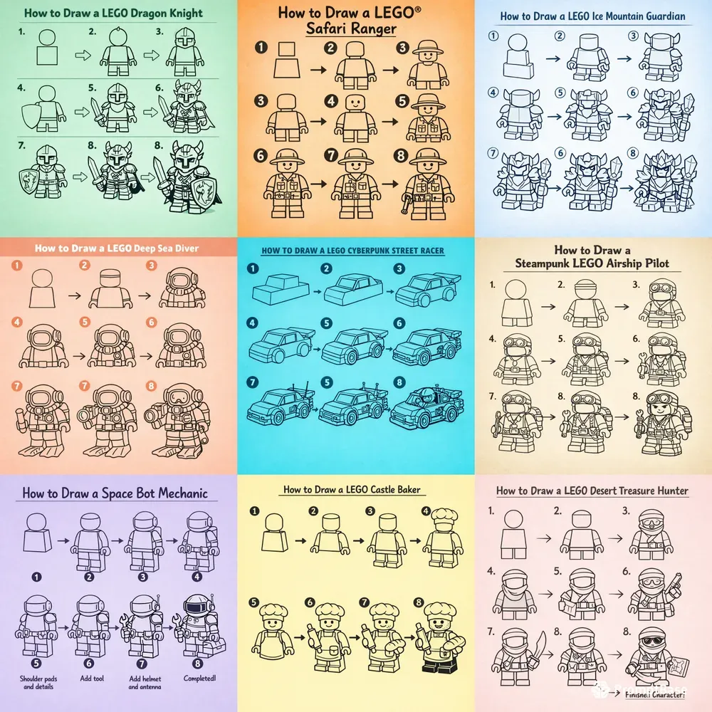 Lego Creature Blueprint Draw Guides
