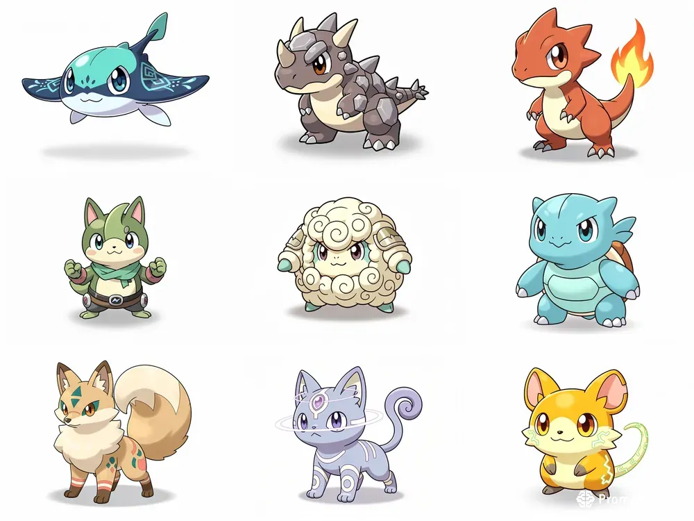 Pokemons Fakemons Anime Creature Designs