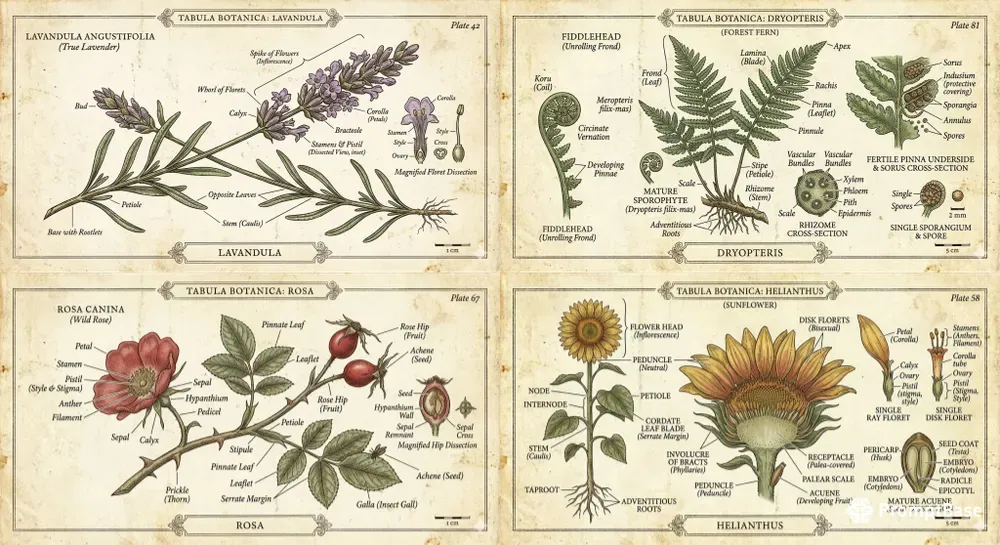 Vintage Botanical Anatomy Illustrations