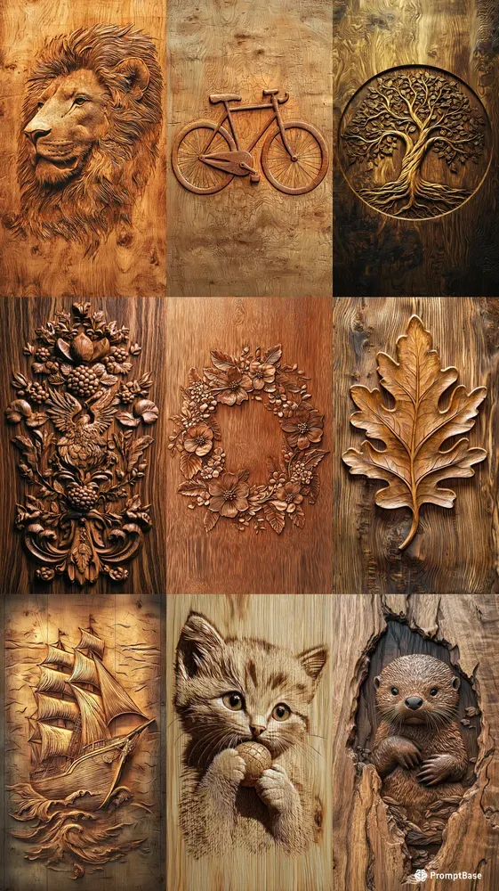 Detailed Wood Relief Engravings