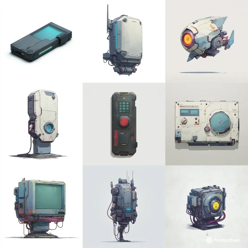 Cyberpunk Tech Objects Clipart