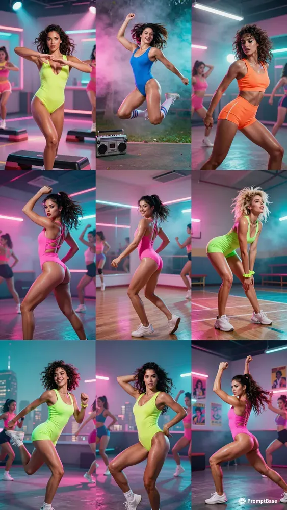Aerobic Girls And Women In Gym