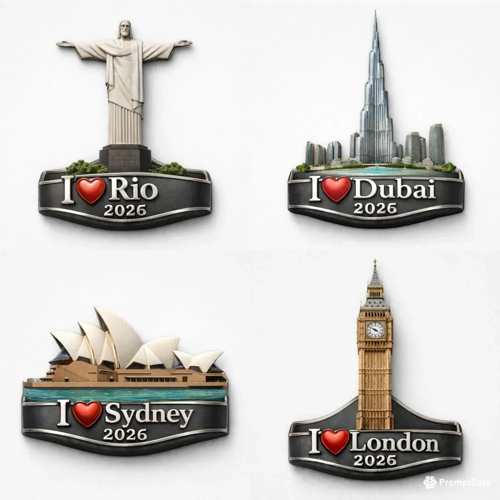 Luxury 3D Travel Magnets