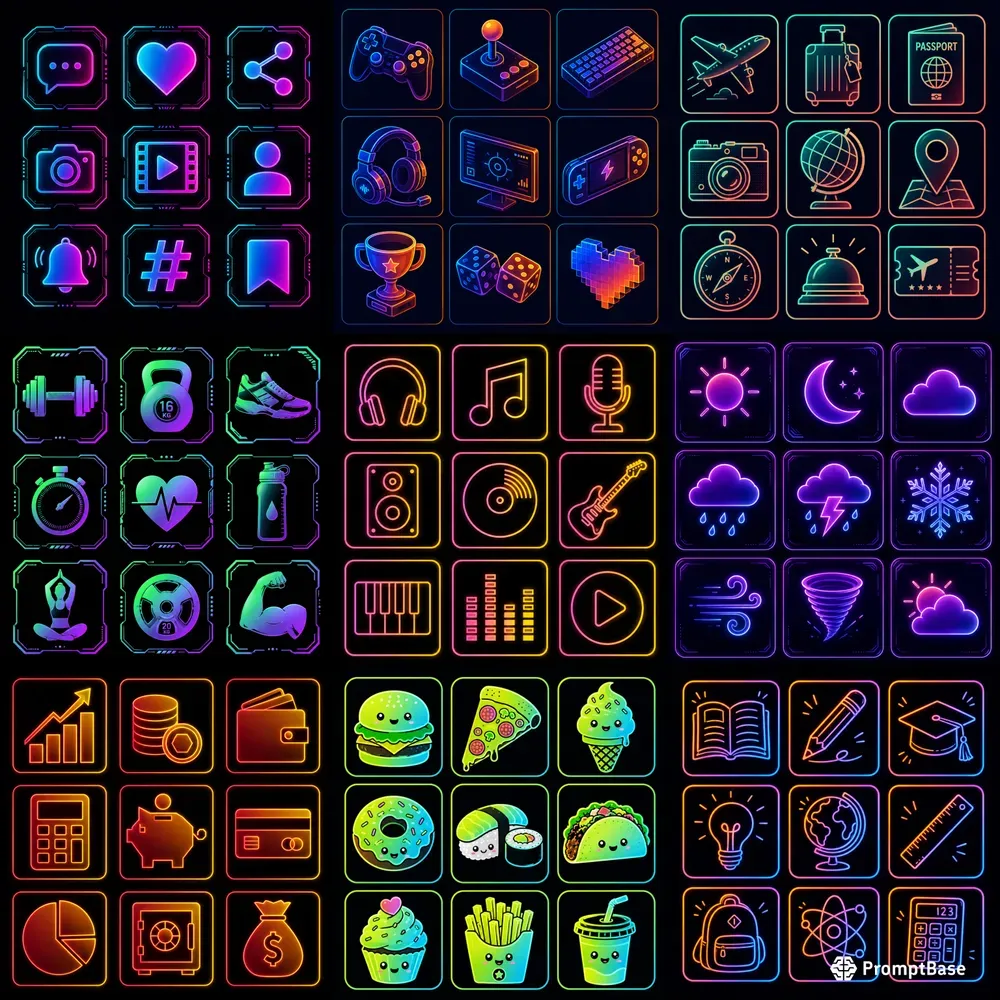 Neon Gradient Icon Pack Studios