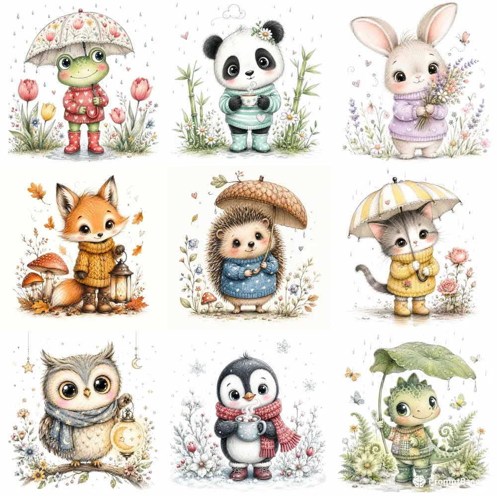Whimsical Bigeyed Friends