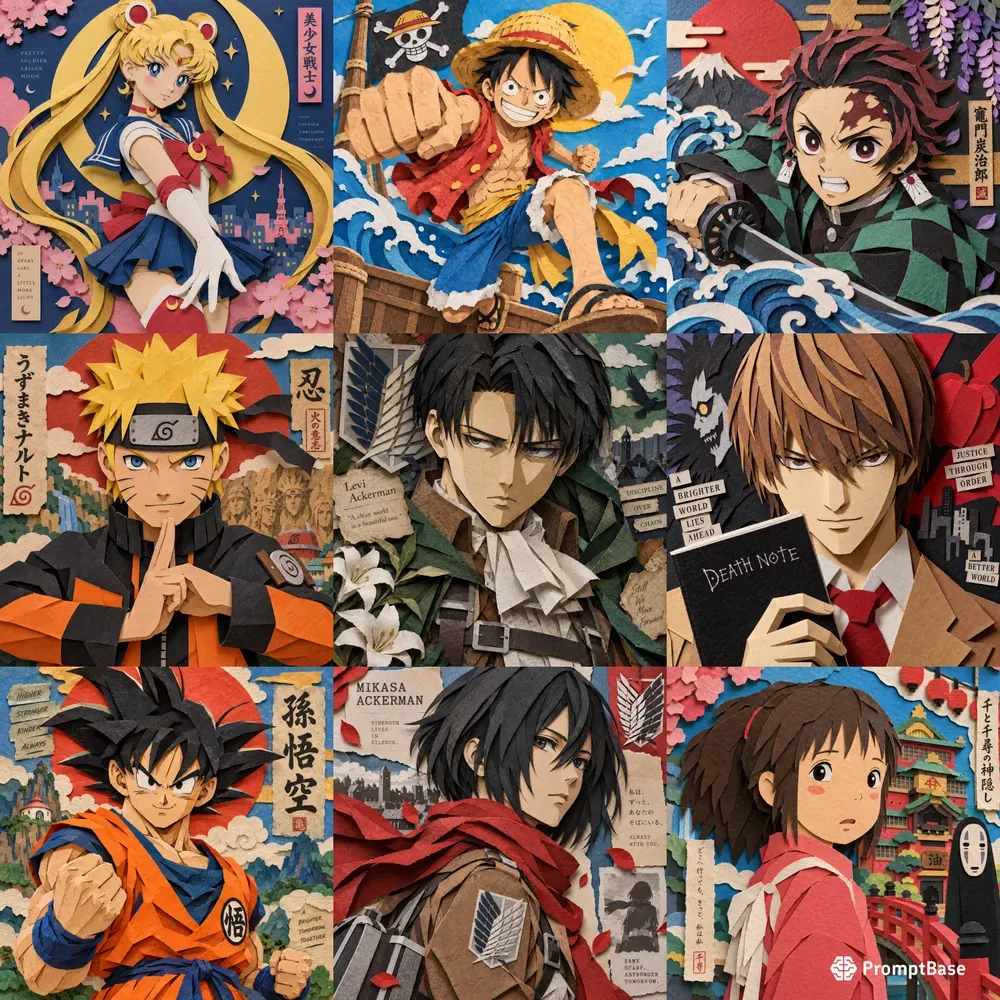 Anime Paper Cutout Portraits