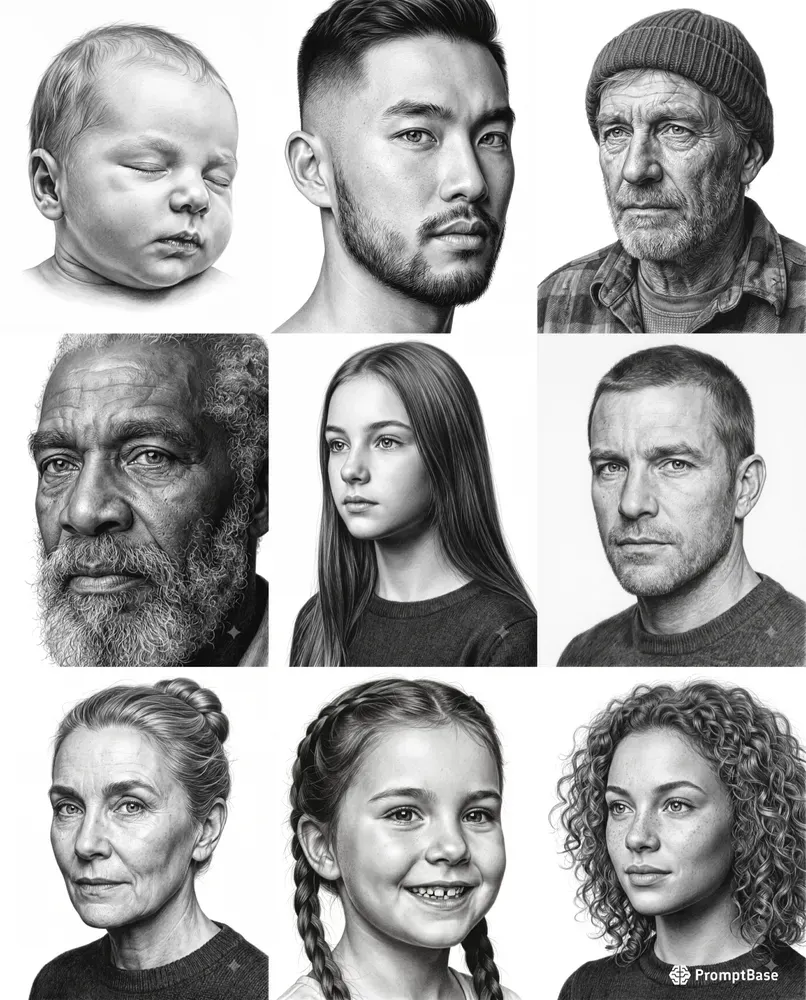 Hyperrealistic Pencil Portrait Sketches