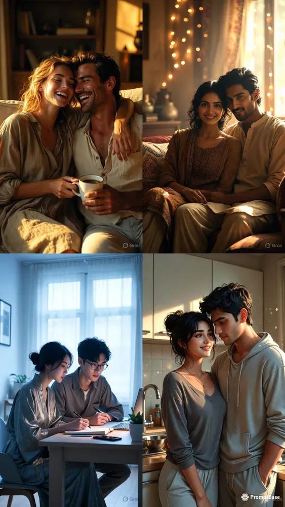 Modern Couple Living Together Portraits