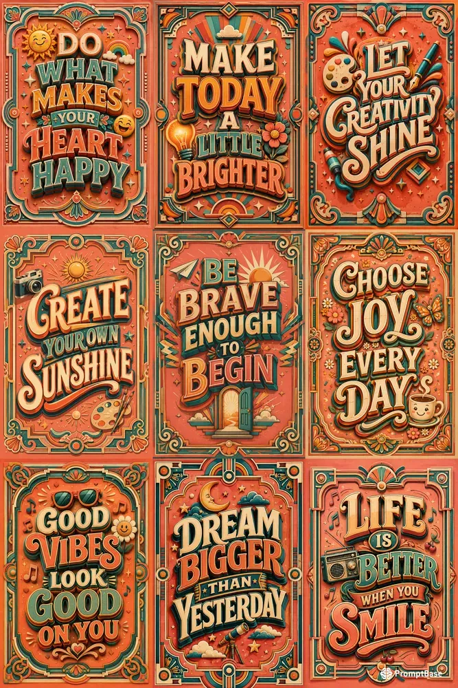 Retro Happiness Quote Posters