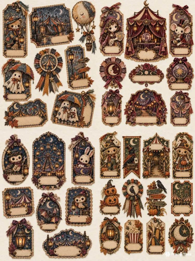 Stitched Autumn Carnival Ephemera