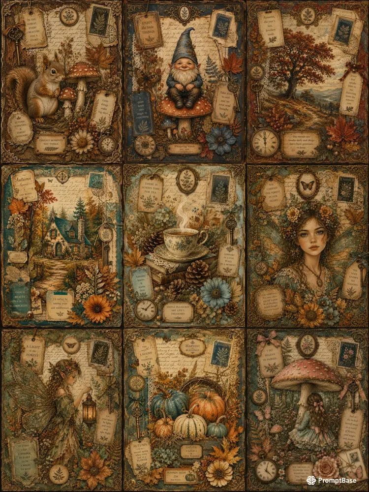 Fairy Tale Autumn Junk Journal Pages