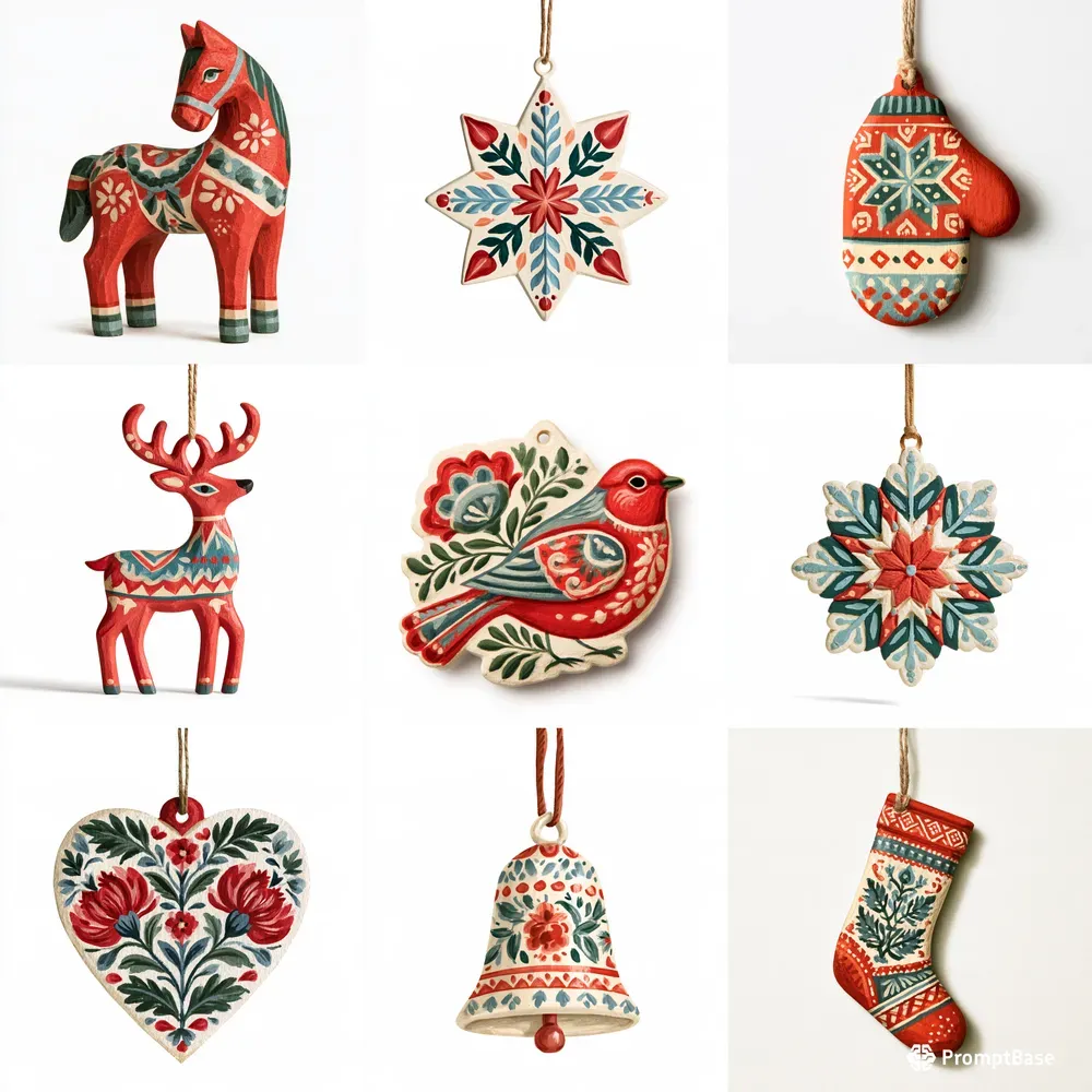 Nordic Folk Holiday Ornament Cliparts