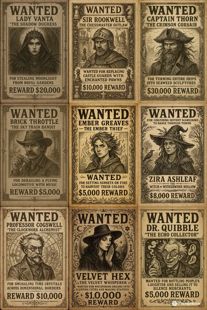 Vintage Fantasy Wanted Posters
