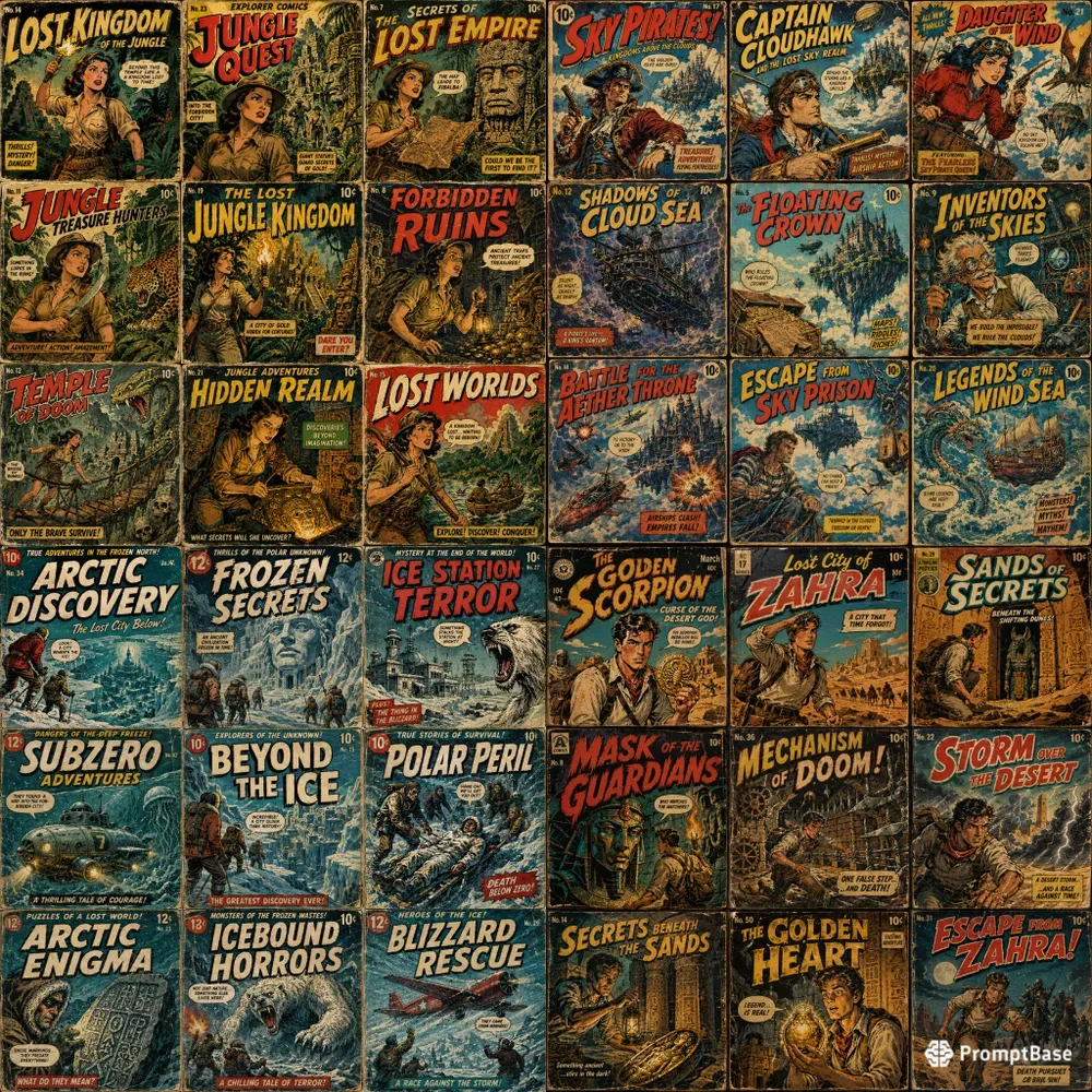 Vintage Adventure Comic Collages