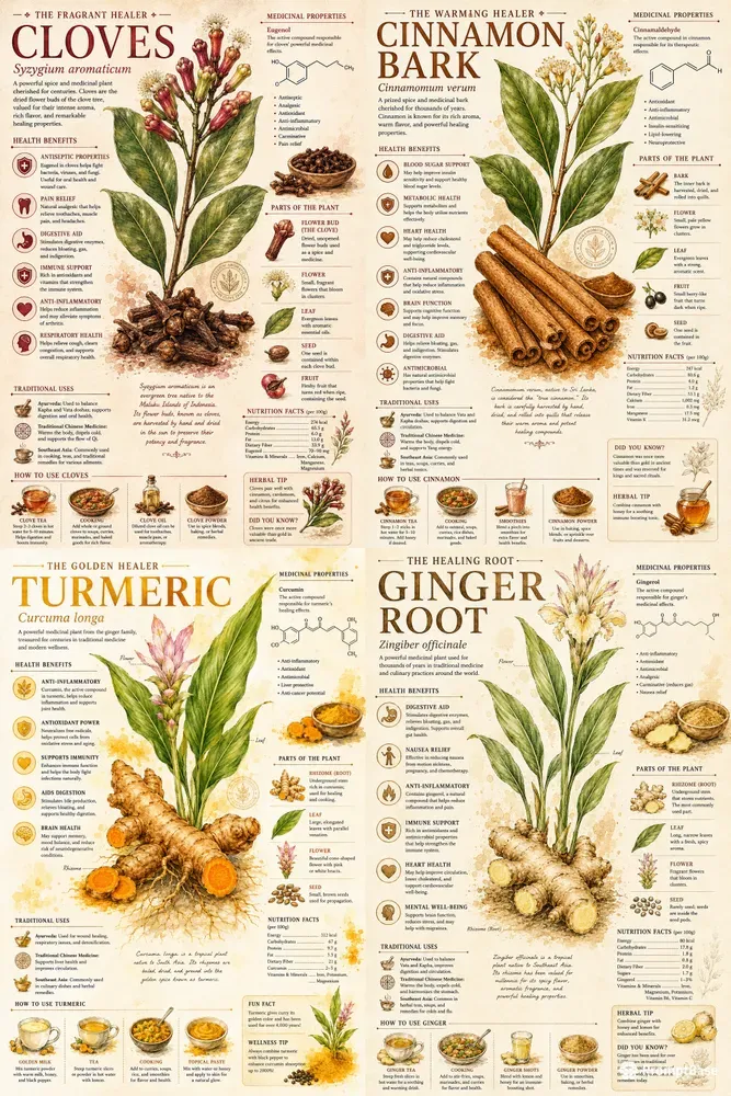 Herbal Spice Educational Wall Art