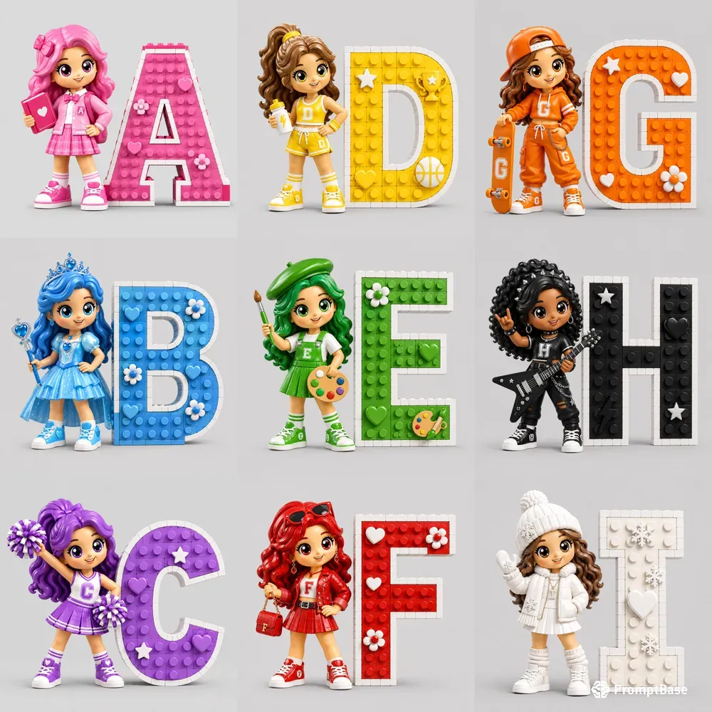 Cute Lego Alphabet Girl Kits