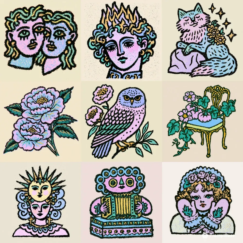 Crayon Folk Sticker Art
