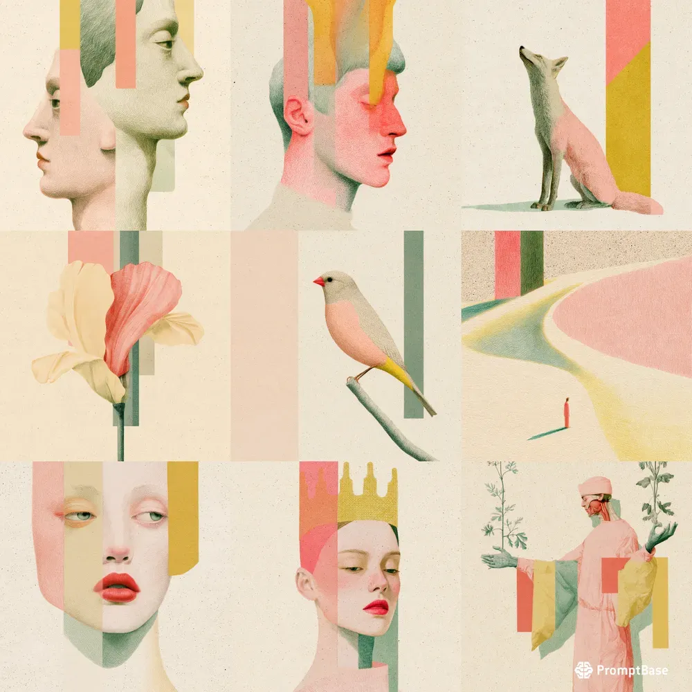 Pastel Surreal Collage Art