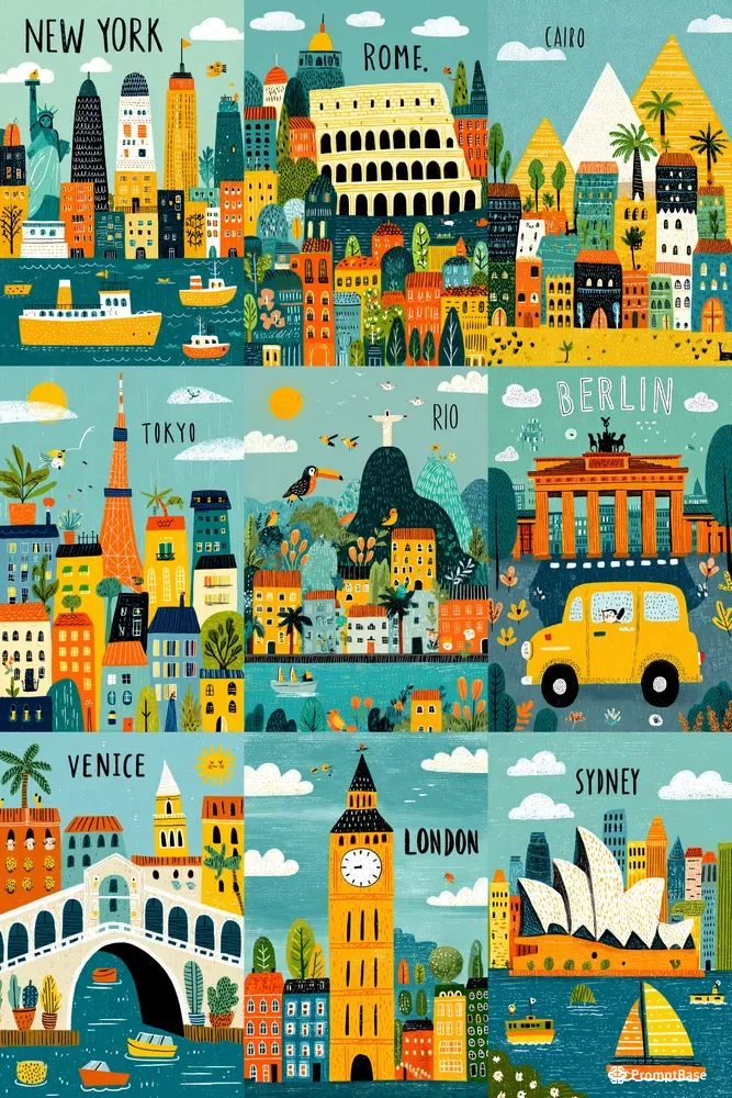 Illustrated City Travel Posters